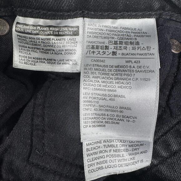 Levi’s 514 Jeans 32x24 Cotton Black Denim Slim Straight Leather Patch B20 - Picture 3 of 9